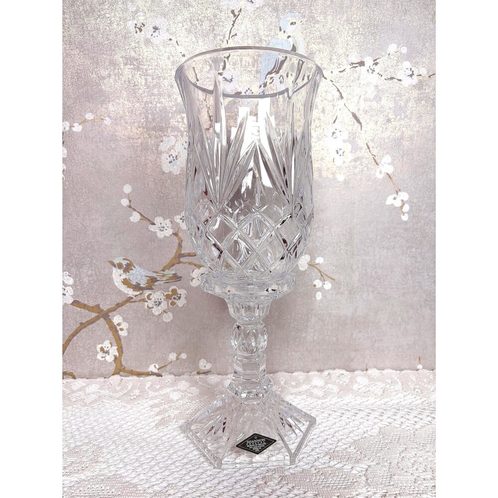 Shannon Crystal Lexington Hurricane Candle Lamp Godinger Cut Glass VTG 11 Inch